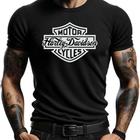 Maglietta Nera Harley Davidson con Logo Bianco